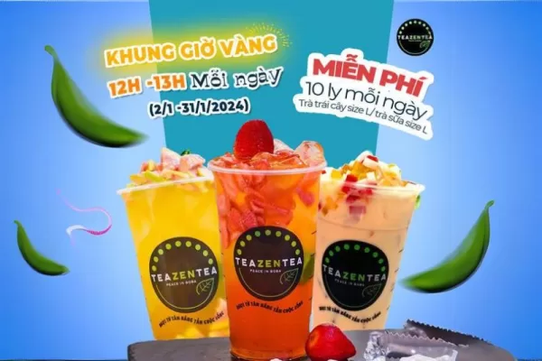 Thức uống được áp dụng khuyến mãi khung giờ vàng từ 12h - 13h hàng ngày